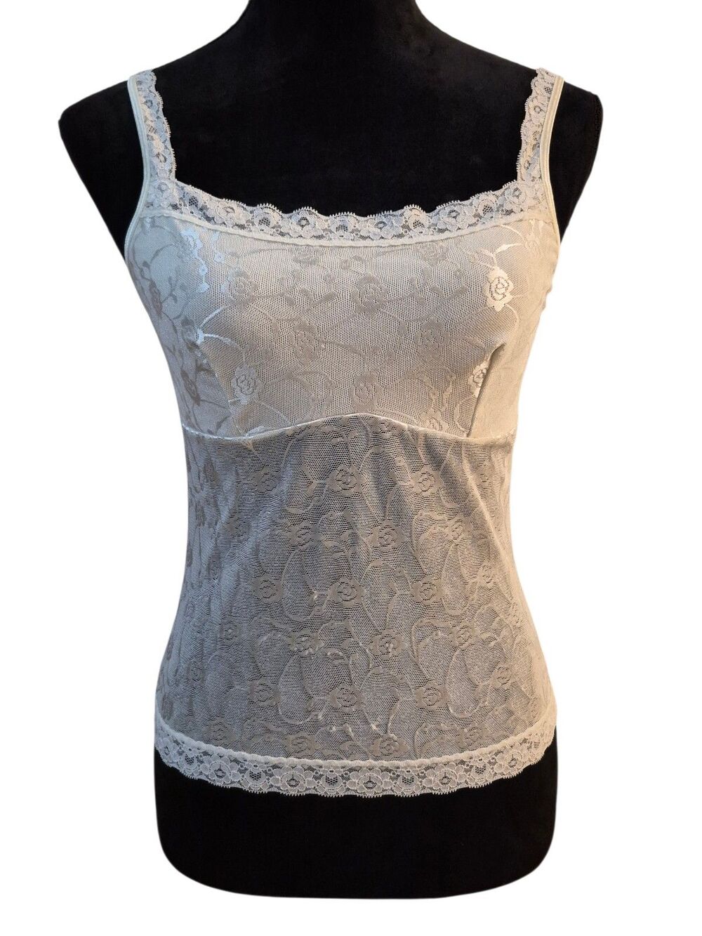 Vassarette M/38 White Baby Doll Lace Rayon Stretchy Festival Cottage Romantic